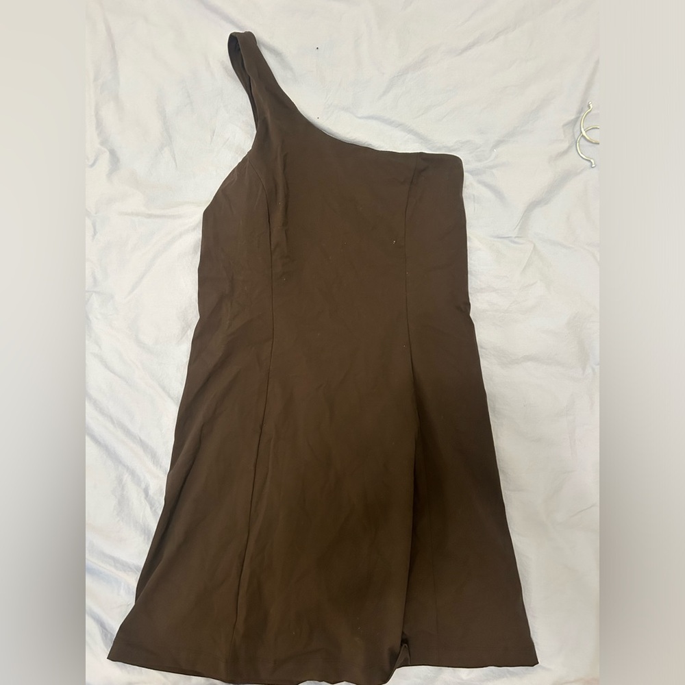 Outdoor Voices Black One-Shoulder Athletic Dress